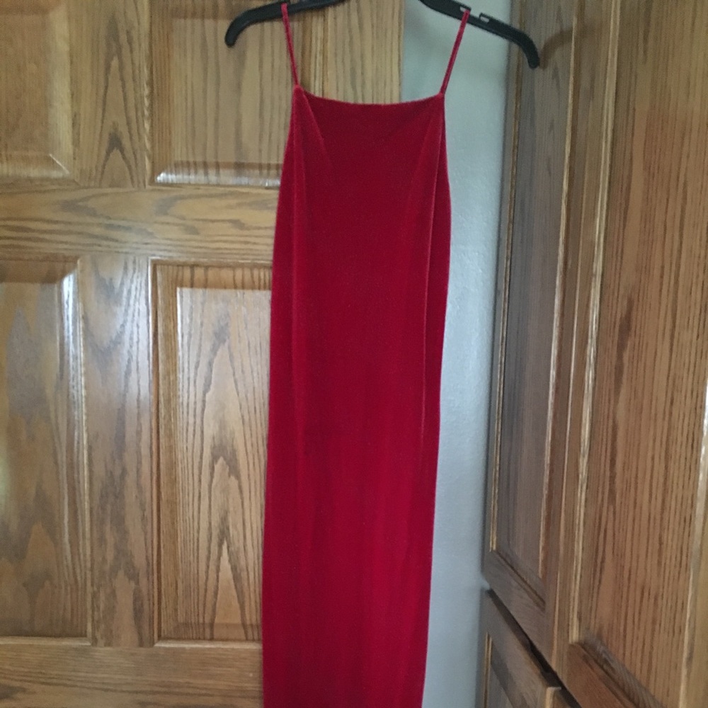 Red velvet dress
